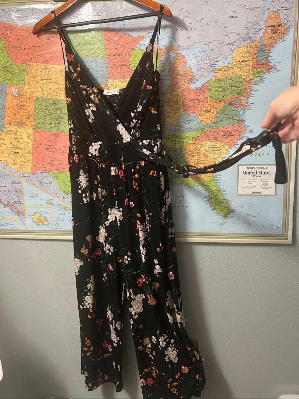Kaileigh Black Floral Strapless Slip Dress with Wrap Waist
